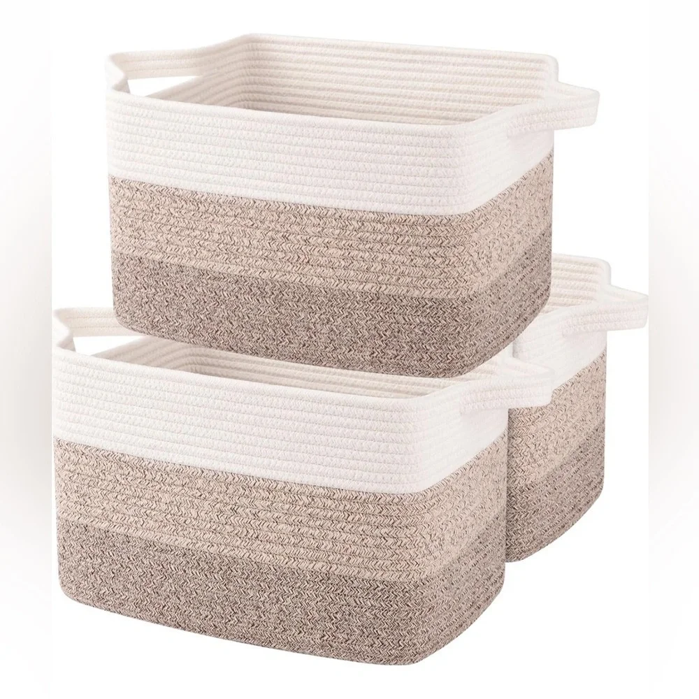 NEW Chic Woven Storage Baskets in Cream and Brown